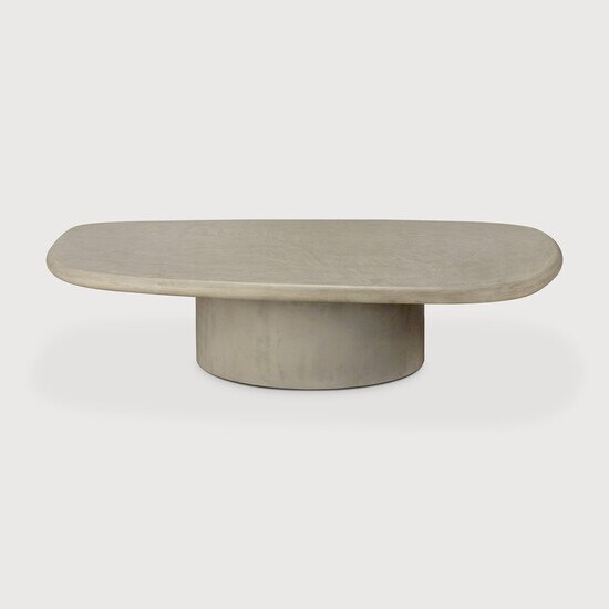 Elements outdoor coffee table, pebble shape, Light Gray concrete